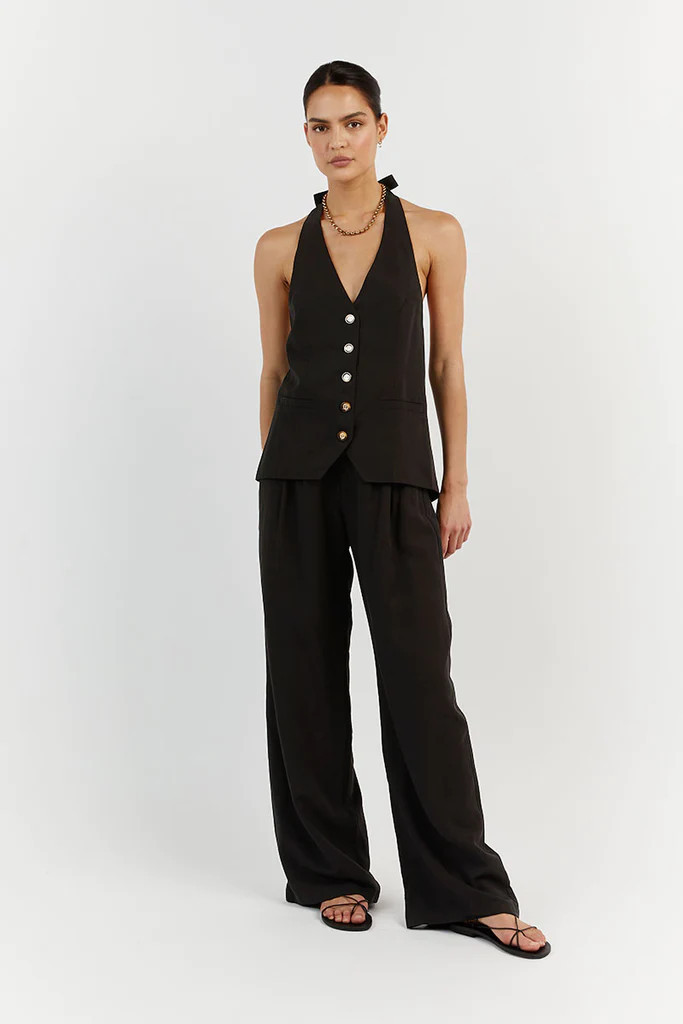 AMELIA BLACK TENCEL BLEND PANT | DISSH