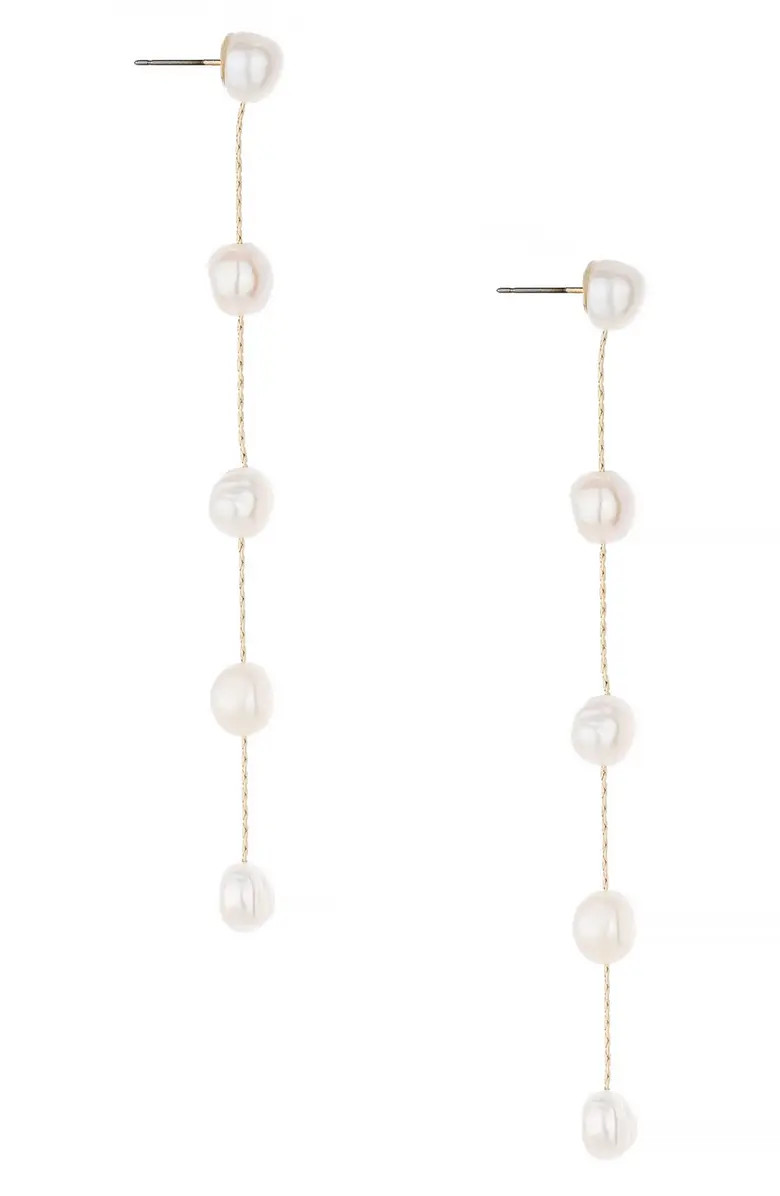 Dripping Freshwater Pearl Linear Drop Earrings | Nordstrom
