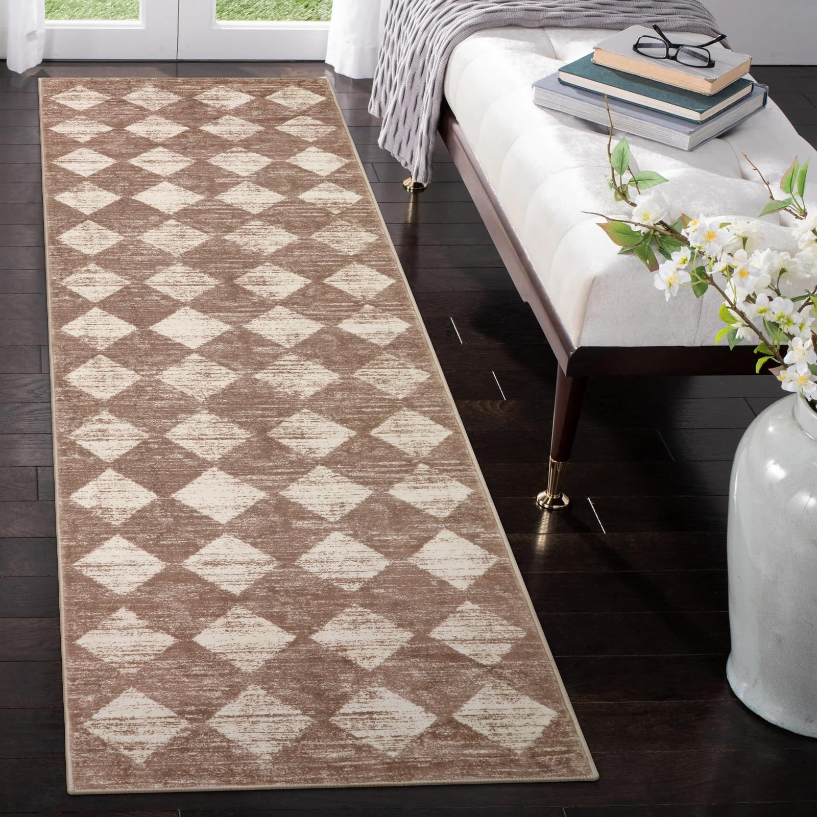 Lahome Moroccan Treills Runner Rug - 2x8 Washable Hallway Rug Runner, Non Slip Rugs for Living Ro... | Amazon (US)