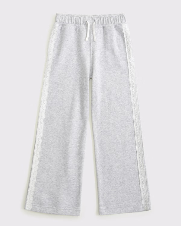 lace-trim wide leg sweatpants | Abercrombie & Fitch (US)