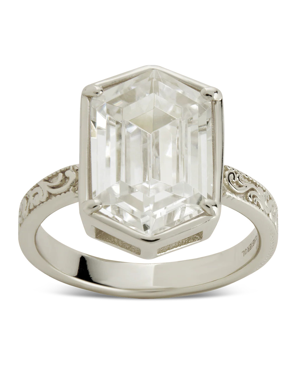 Sterling Silver Hexagon Bezel Ring | Sterling Forever