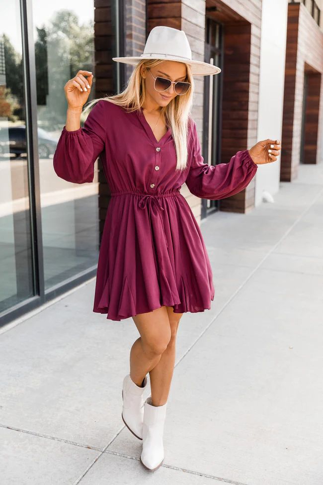 Discover More Burgundy Shirt Dress | The Pink Lily Boutique