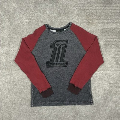 Harley Davidson Raglan Thermal Long Sleeve Shirt Men’s XL Gray Red Skull Graphic | eBay US