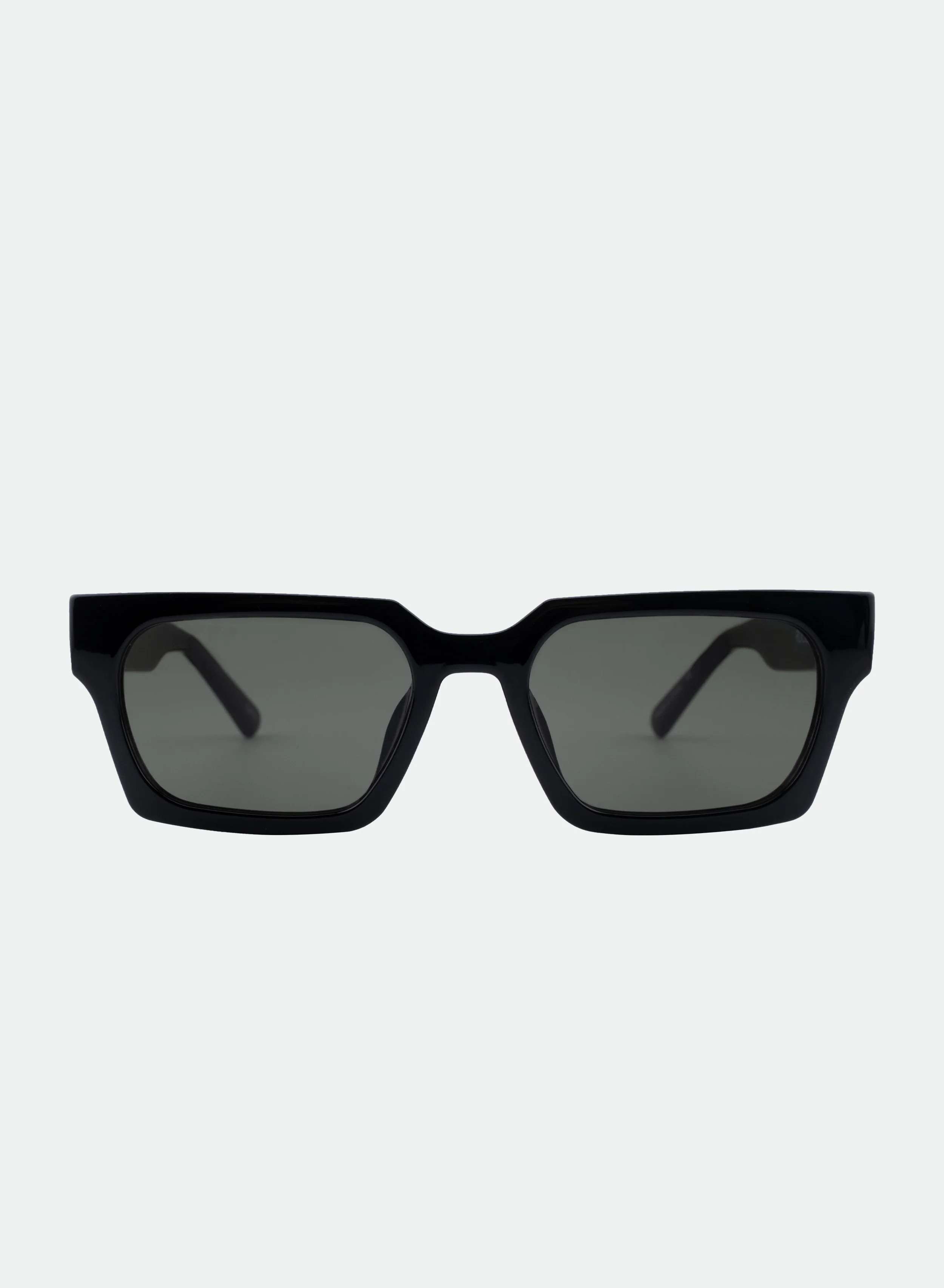 Roco Black Square Sunglasses – Green Lensack | Otra Eyewear