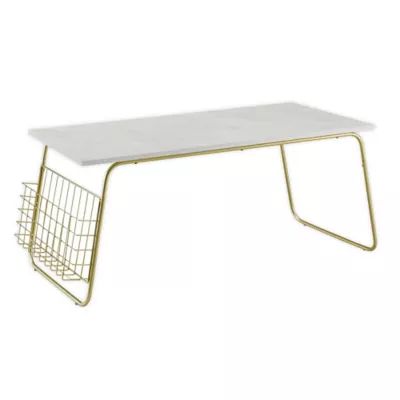 Forest Gate™ 40-Inch Coffee Table with Wire Rack in White Faux Marble/Gold | Bed Bath & Beyond