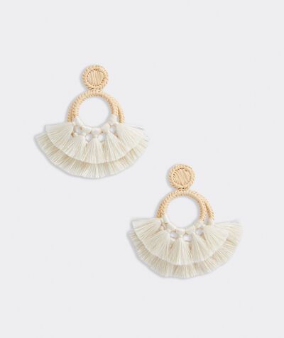 Raffia Tassel Hoop Earrings | vineyard vines