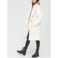 V by Very Longline Double Breasted Teddy Coat - Ivory | Very (UK)