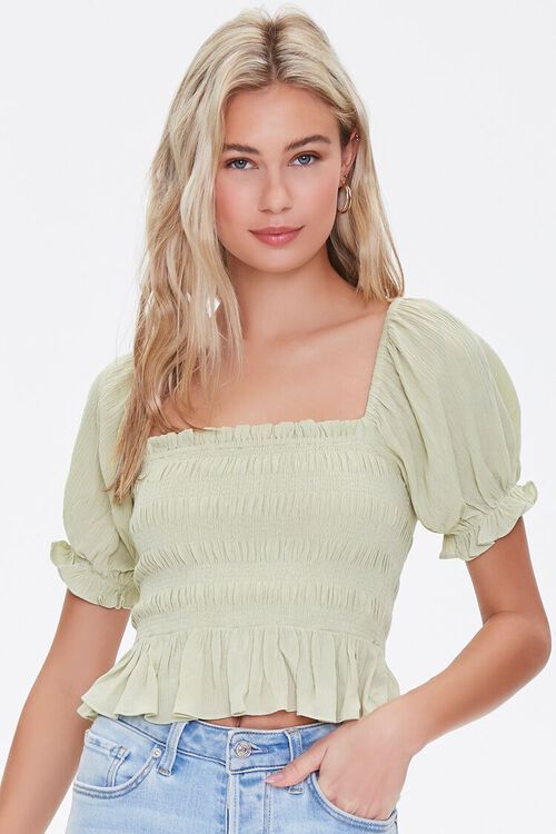 Smocked Puff-Sleeve Top | Forever 21 (US)