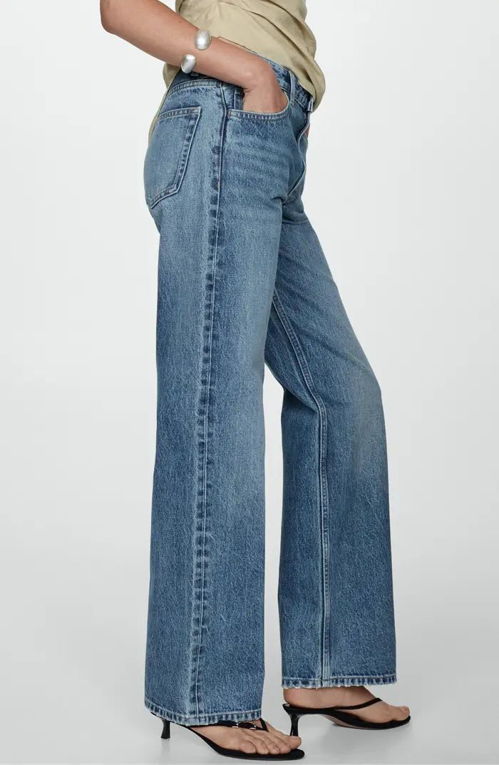 MANGO Mid Rise Relaxed Straight Leg Jeans | Blue Jeans Women | Jeans Outfits  | Nordstrom