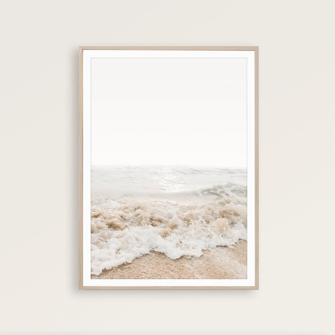 Neutral Beach Wall Art Pastel Beach Print Coastal Art Wave Wall Art Beige Boho Decor Beach House ... | Etsy (US)