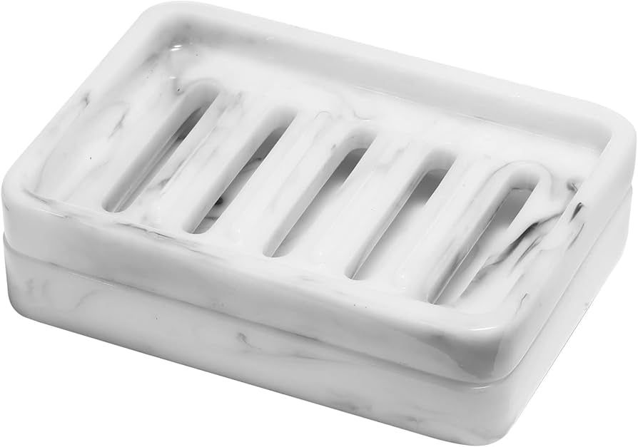 Shinowa Resin Soap Dish, Self-Draining Bar Soap Holder Tray Soap Saver with Drainable Board, Dual... | Amazon (CA)