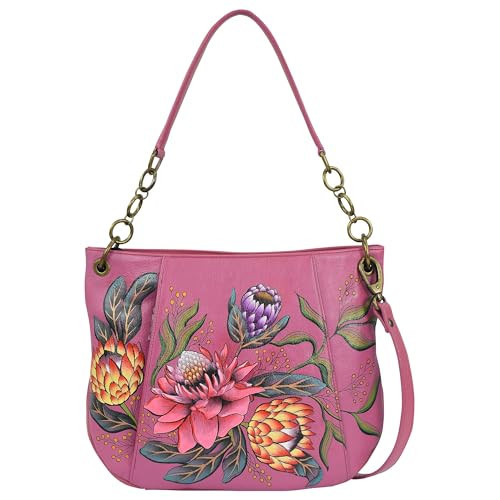 Anna by Anuschka Women's Original Hand-Painted Genuine Leather Medium Shoulder Bag - Hawaiian Florals | Amazon (US)