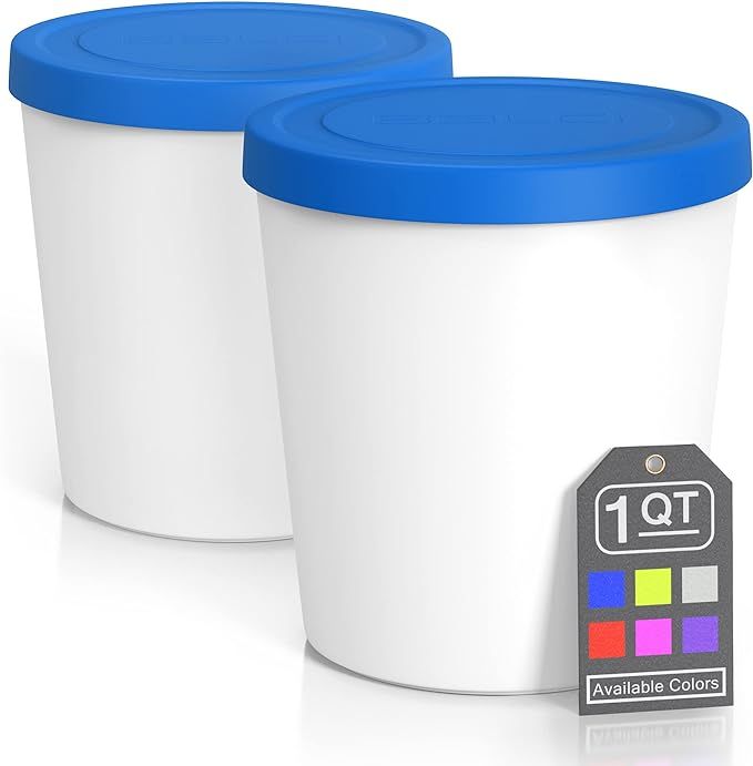 BALCI - Premium Ice Cream Containers (2 Pack - 1 Quart Each) Perfect Freezer Storage Tubs with Li... | Amazon (US)
