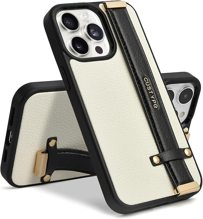 CUSTYPE Compatible with iPhone 14 Pro Max Case with Adjustable WristBand Strap Kickstand,Finger G... | Amazon (US)