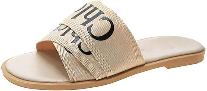 MISETA Women's Slippers English Letters Sandals Female Outer Wear Fashionable and Versatile A Wor... | Amazon (US)
