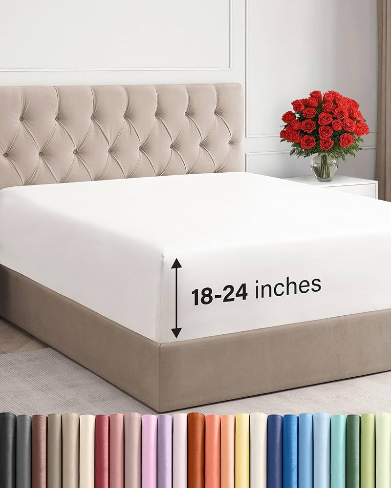 Extra Deep King Fitted Sheet - Hotel Luxury Single Fitted Sheet Only - Easily Fits 18 inch to 24 ... | Amazon (US)