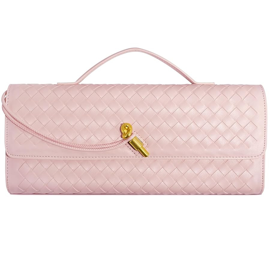 Woven Clutch Purses for Women, Formal Satchel Leather Evening Bag Shoulder Handbag | Amazon (US)