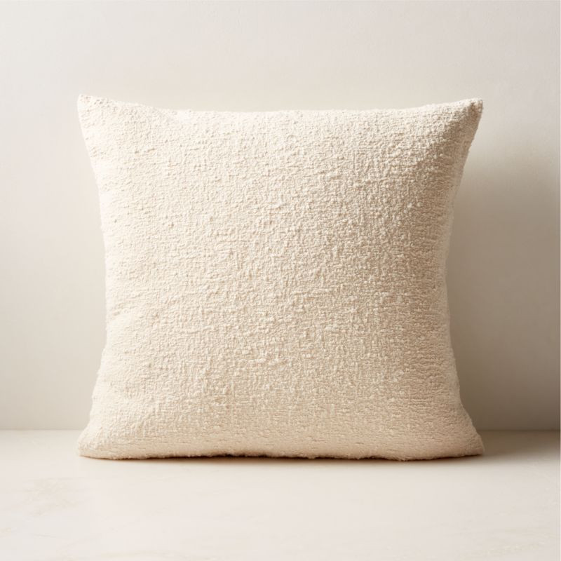 Ivory Boucle Throw Pillow with Down-Alternative Insert 18''x18" + Reviews | CB2 | CB2