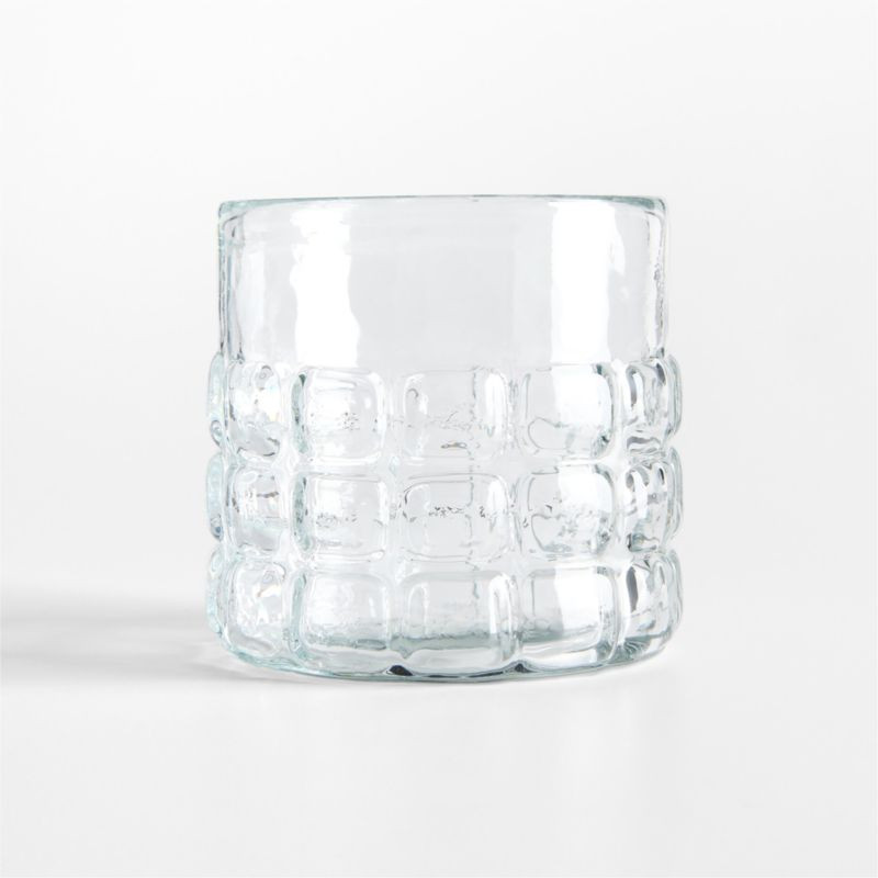 Squared Textured Small Glass Hurricane Candle Holder 4" | Crate & Barrel | Crate & Barrel