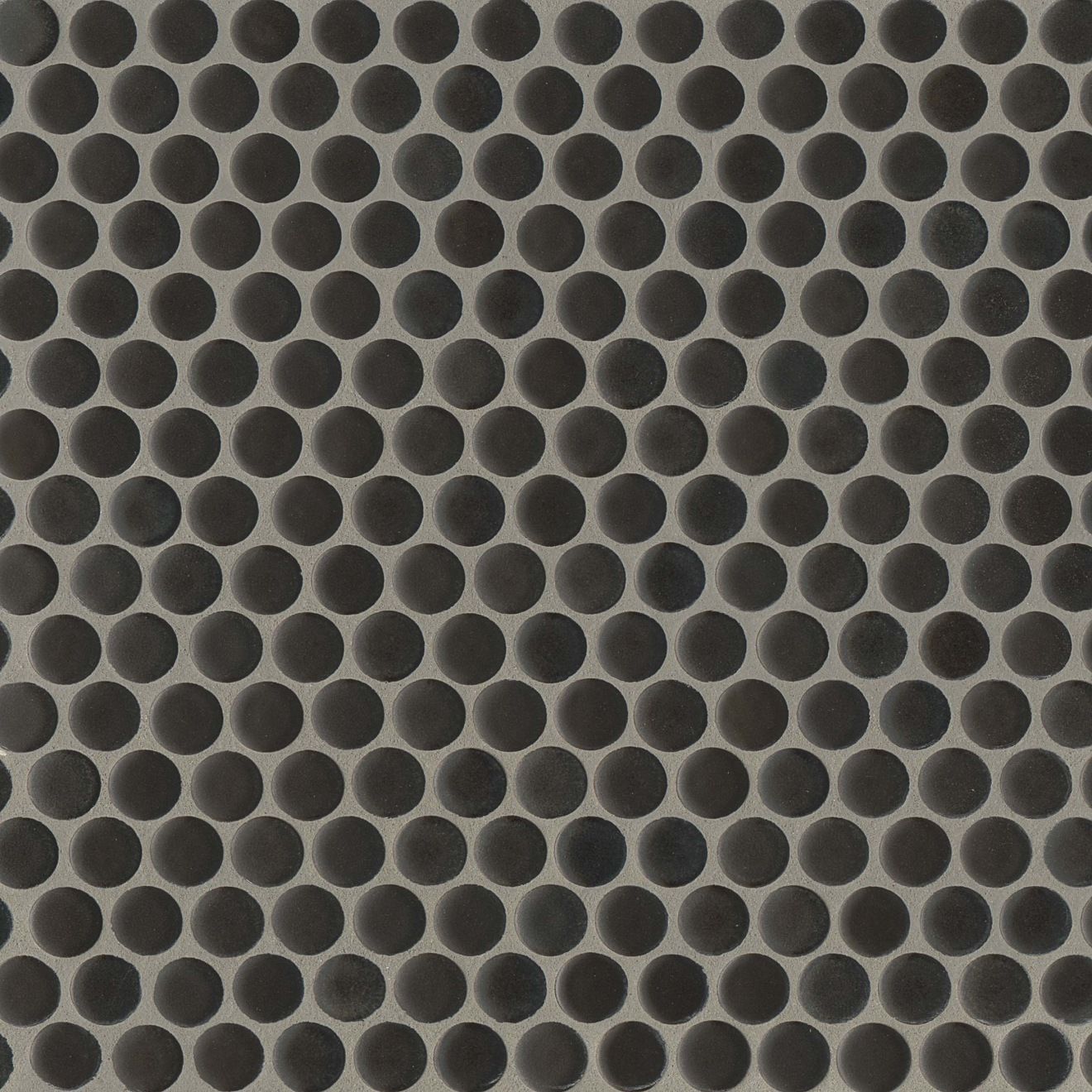 360 3/4" x 3/4" Penny Round Matte Mosaic Tile in Charcoal | Bedrosians Tile & Stone