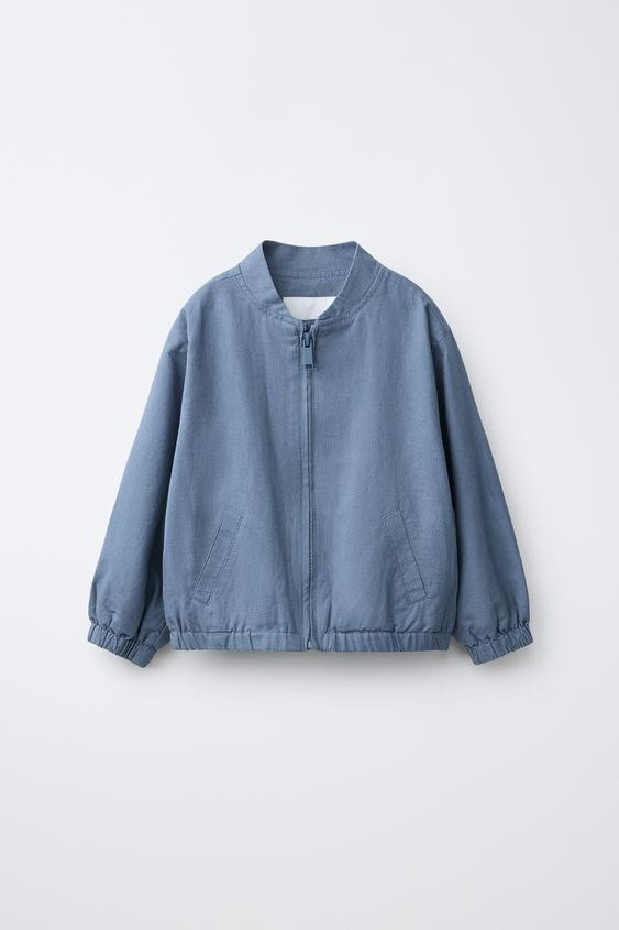 LINEN COTTON BOMBER JACKET | Zara US