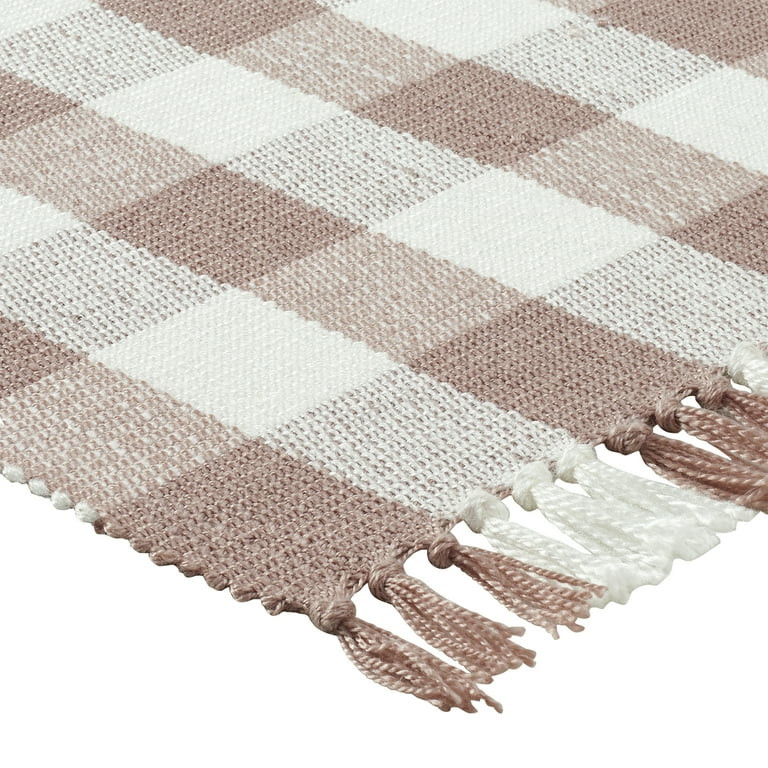 Gingham Fringe Valentine's Day Indoor/Outdoor Layering Rug, Pink and White, 24" x 38", by My Texa... | Walmart (US)