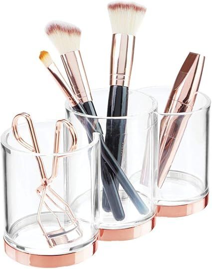 mDesign Makeup Storage Containers – Makeup Brush Holder Trio for Storing Cosmetic Brushes – C... | Amazon (UK)