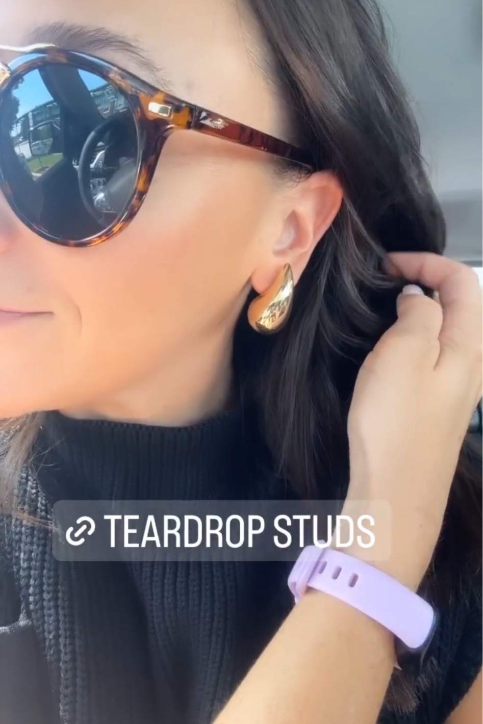 Gold teardrop stud earrings  