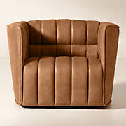 Ripple Brown Leather Swivel Chair by Steen Østergaard | CB2 | CB2