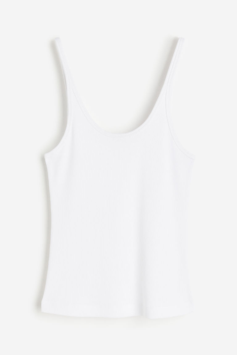 H & M - Ribbed Tank Top - White | H&M (US + CA)
