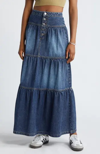 Tiered Denim Maxi Skirt | Nordstrom