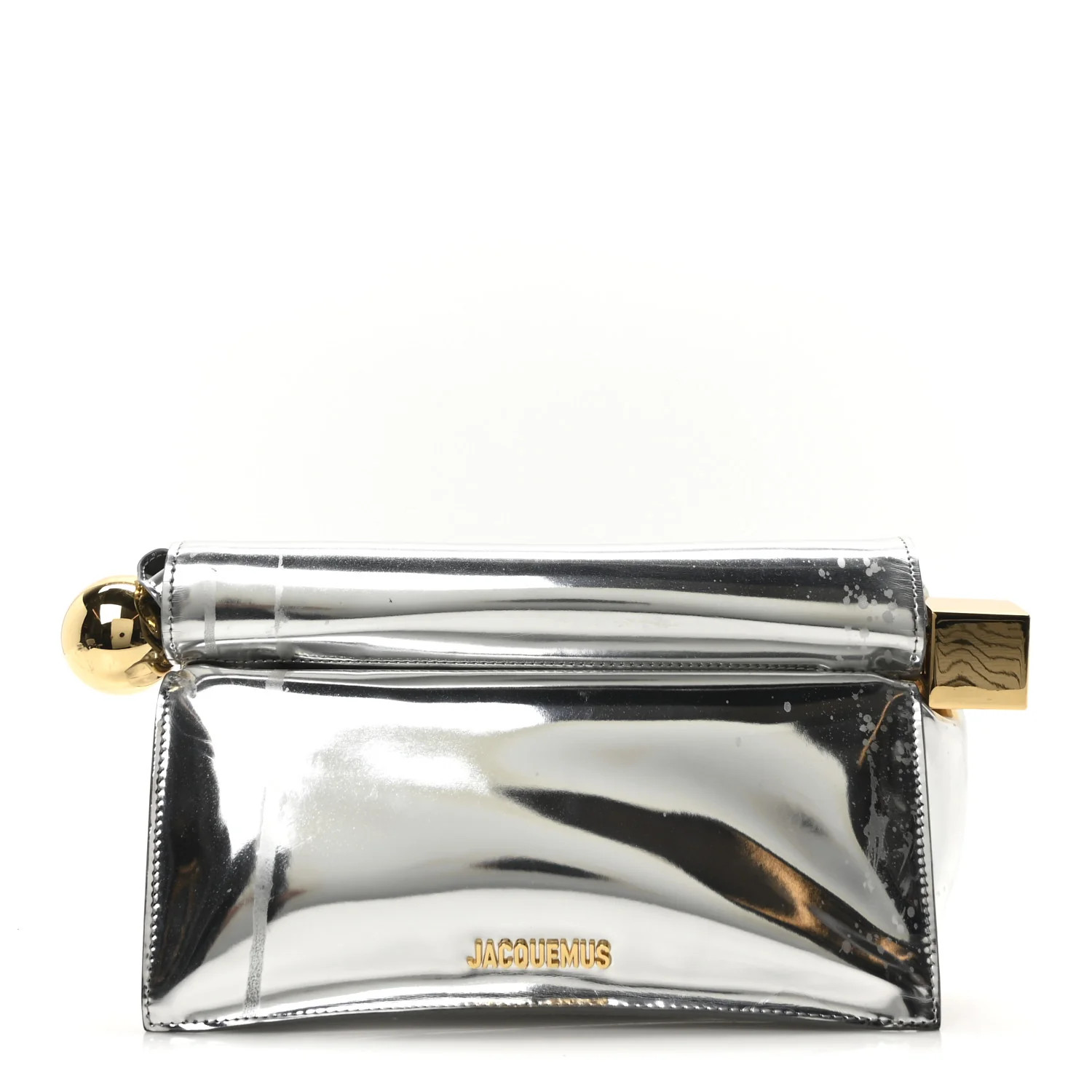 Metallic Patent Calfskin La Pochette Rond Carre Silver | FASHIONPHILE (US)