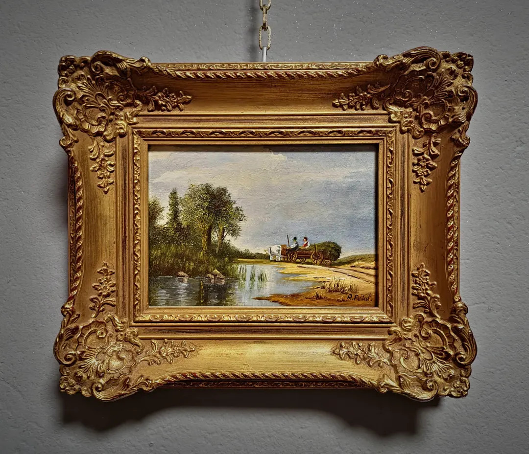 Vintage Landscape Oil Painting, Small Signed Original Artwork, Gold Framed Farmhouse Decor, Europ... | Etsy (US)