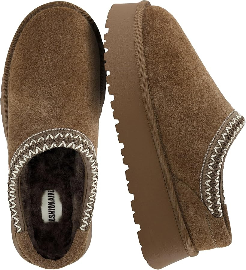 CUSHIONAIRE Kabuki Platform Boots Genuine Suede Fuzzy Mule Slippers for Women with Memory Foam | ... | Amazon (US)