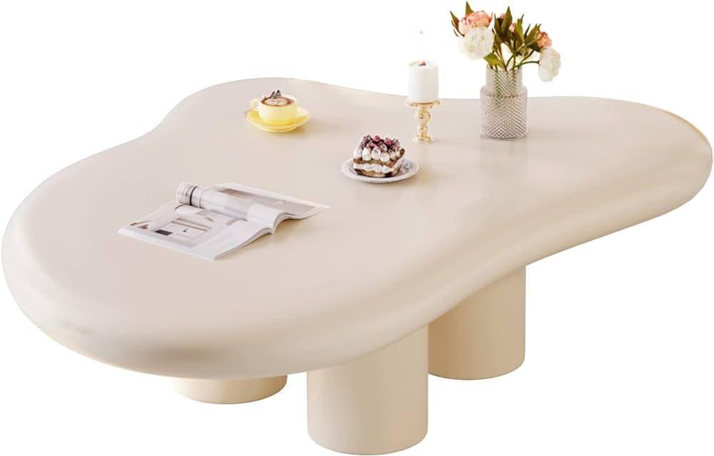 Cloud Coffee Table, Cute Coffee Table, Upgraded White Modern Tea Table, Irregular Indoor End Tabl... | Amazon (US)