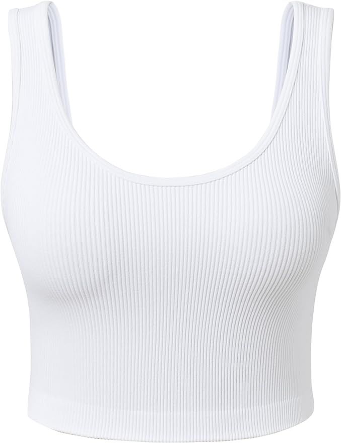 Women's Ribbed Casual Crop Tank Yoga Cropped Top for Workout | Amazon (US)