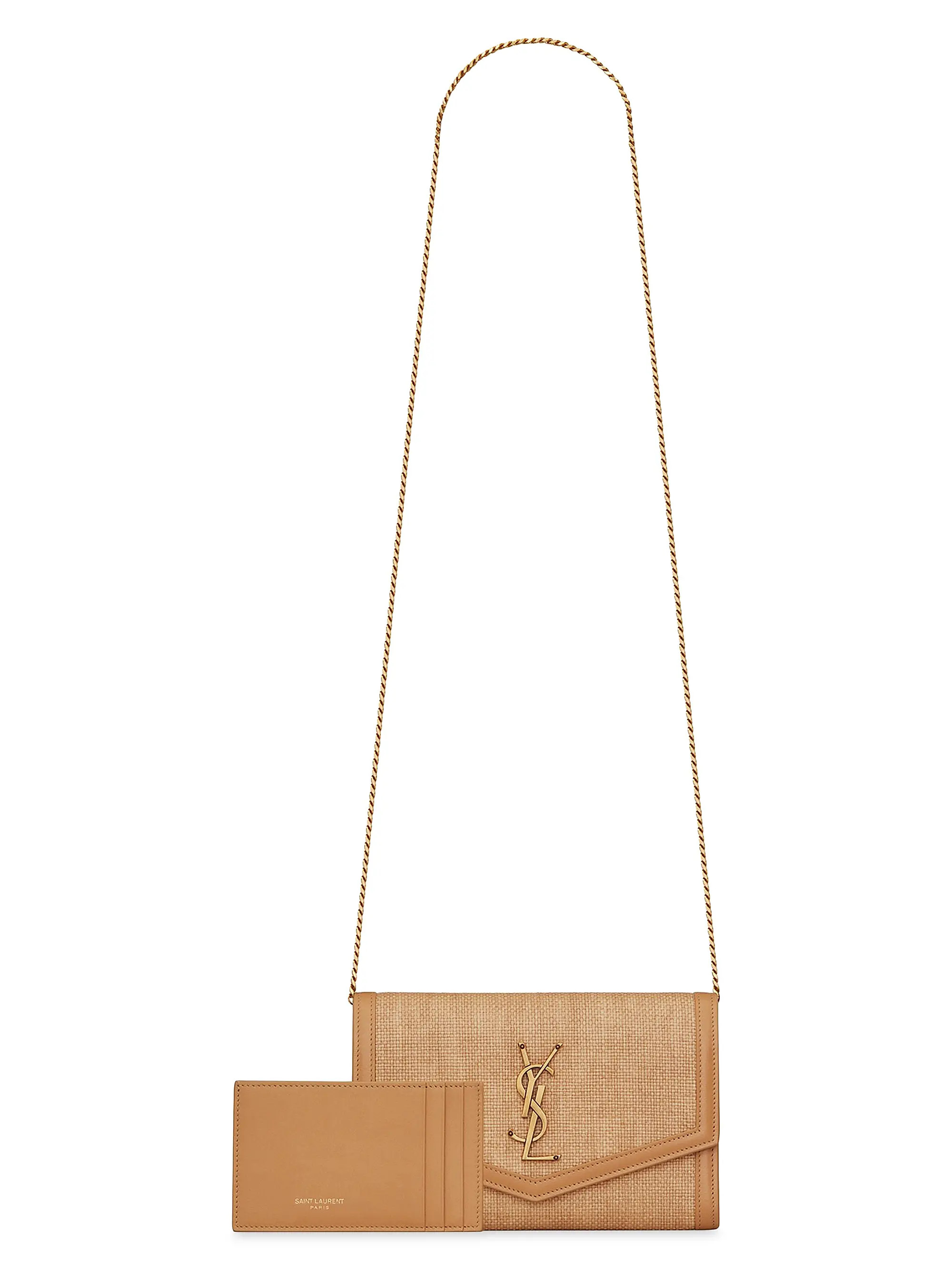 Uptown Chain Wallet In Micro Raffia | Saks Fifth Avenue