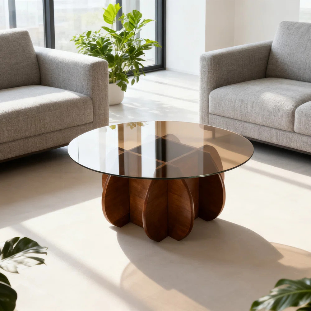 Contemporary Art-Inspired Coffee Table With Geometric Base | Wayfair North America