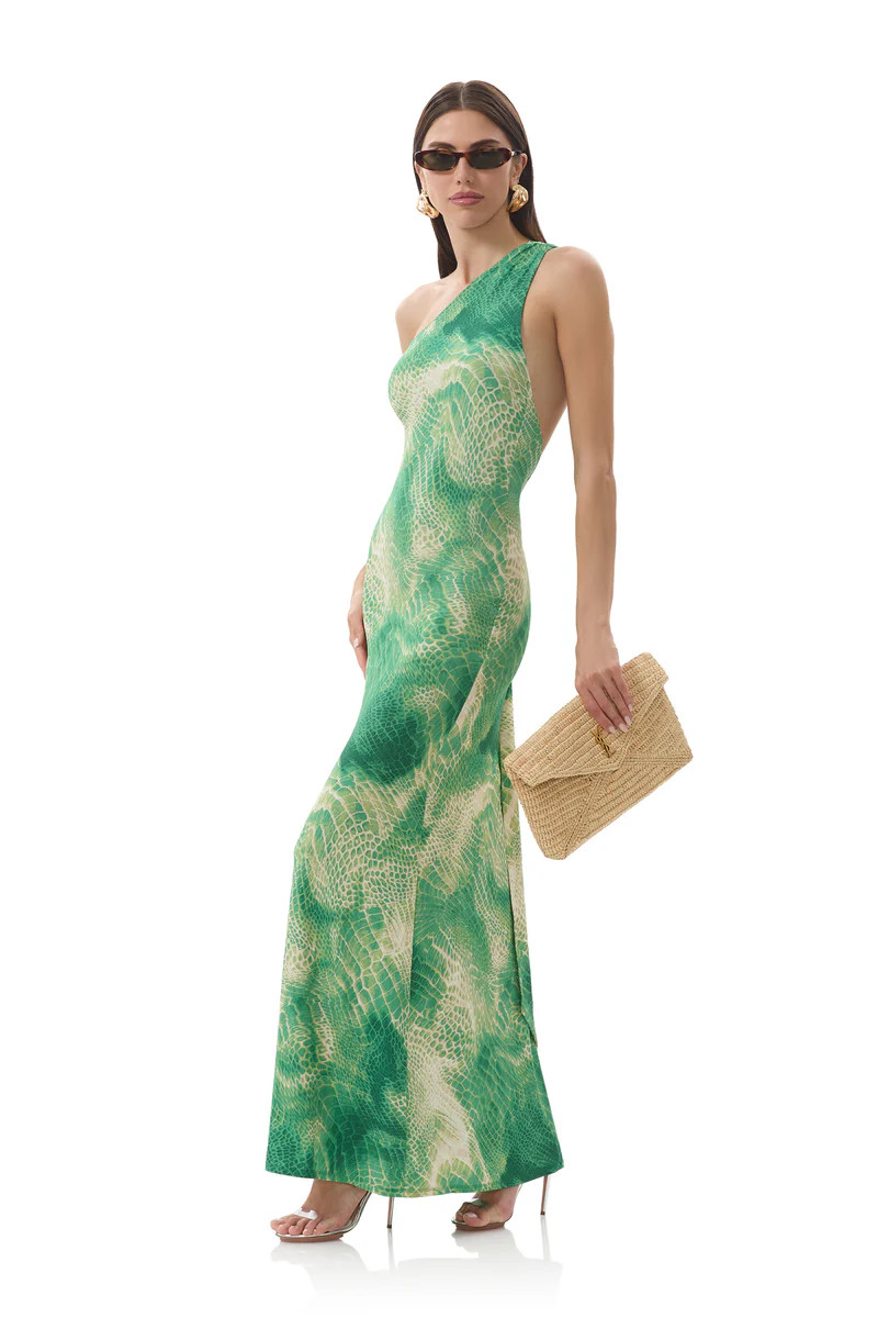 Carlotta Dress - Green Snake | ShopAFRM