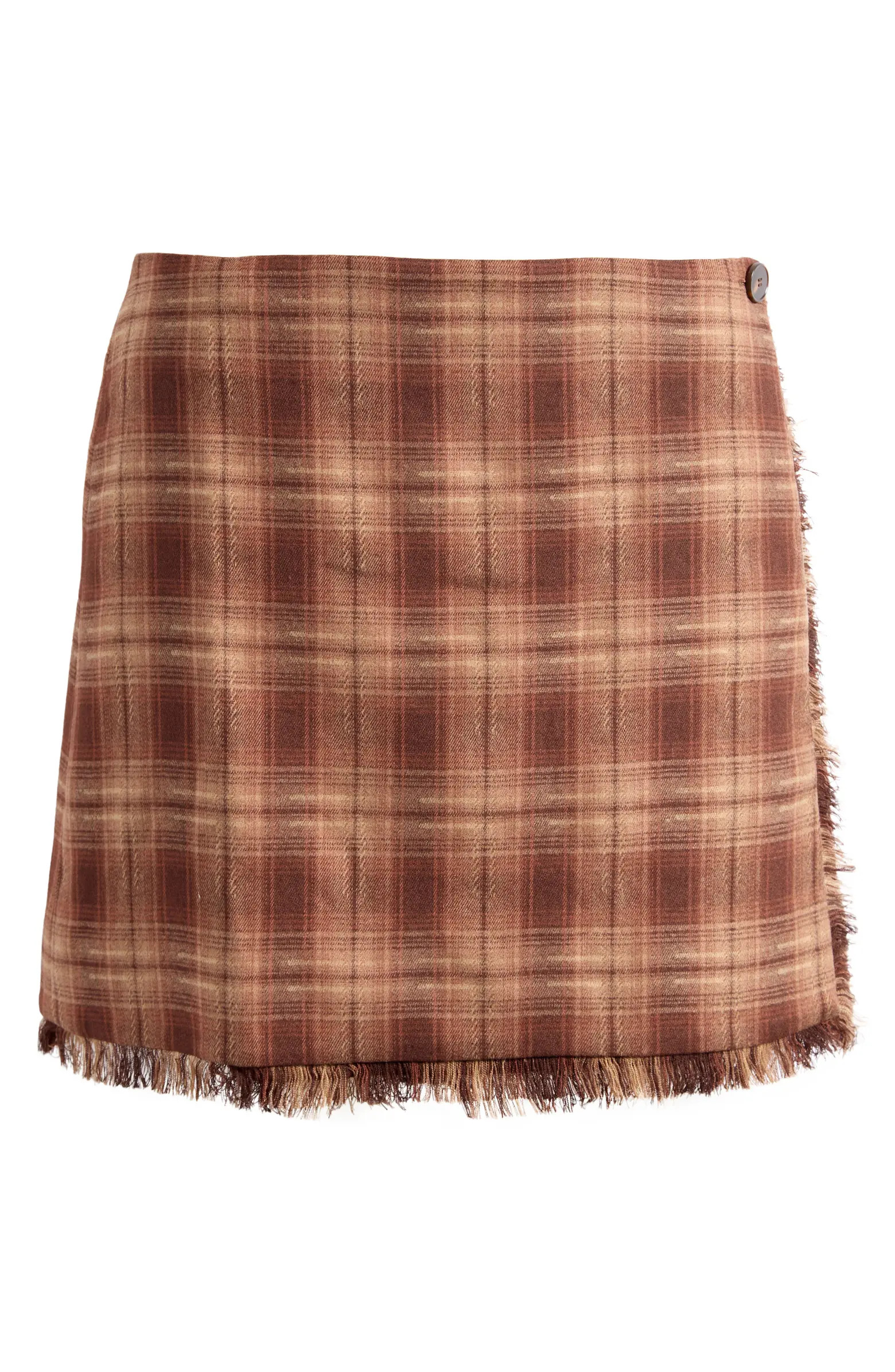 WAYF x Sara Walker Emily Plaid Fray Miniskirt | Nordstrom | Nordstrom