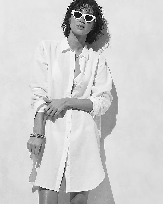 Relaxed-fit beach shirt in linen-cotton blend | J. Crew US