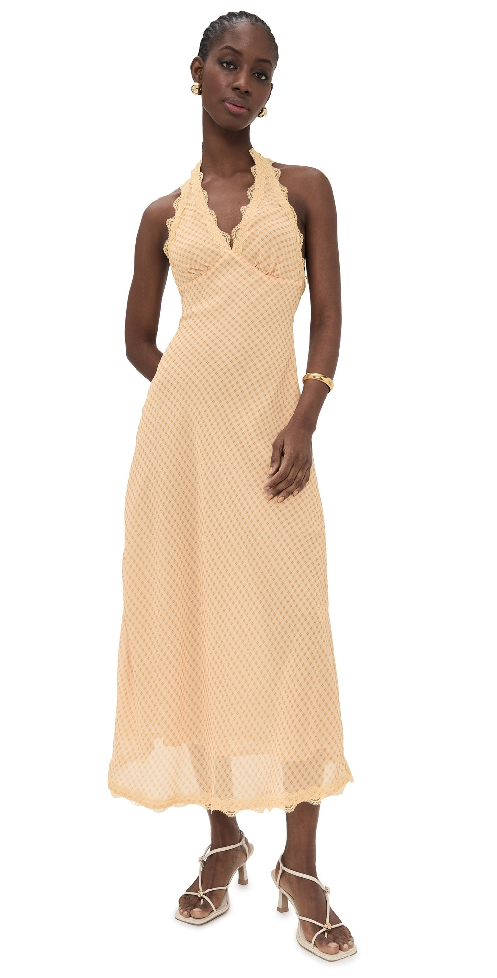 Lioness Stars Align Midi Dress Honey Check L | Shopbop