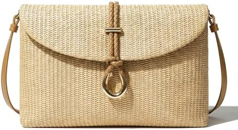 Woven Straw Clutch Bag for Women, Raffia Crossbody Handbag with Detachable Strap, Summer Beach Va... | Amazon (US)