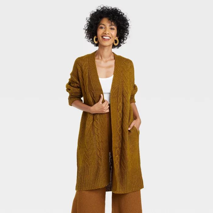 Women's Cable Knit Open-Front Cardigan - A New Day™ | Target