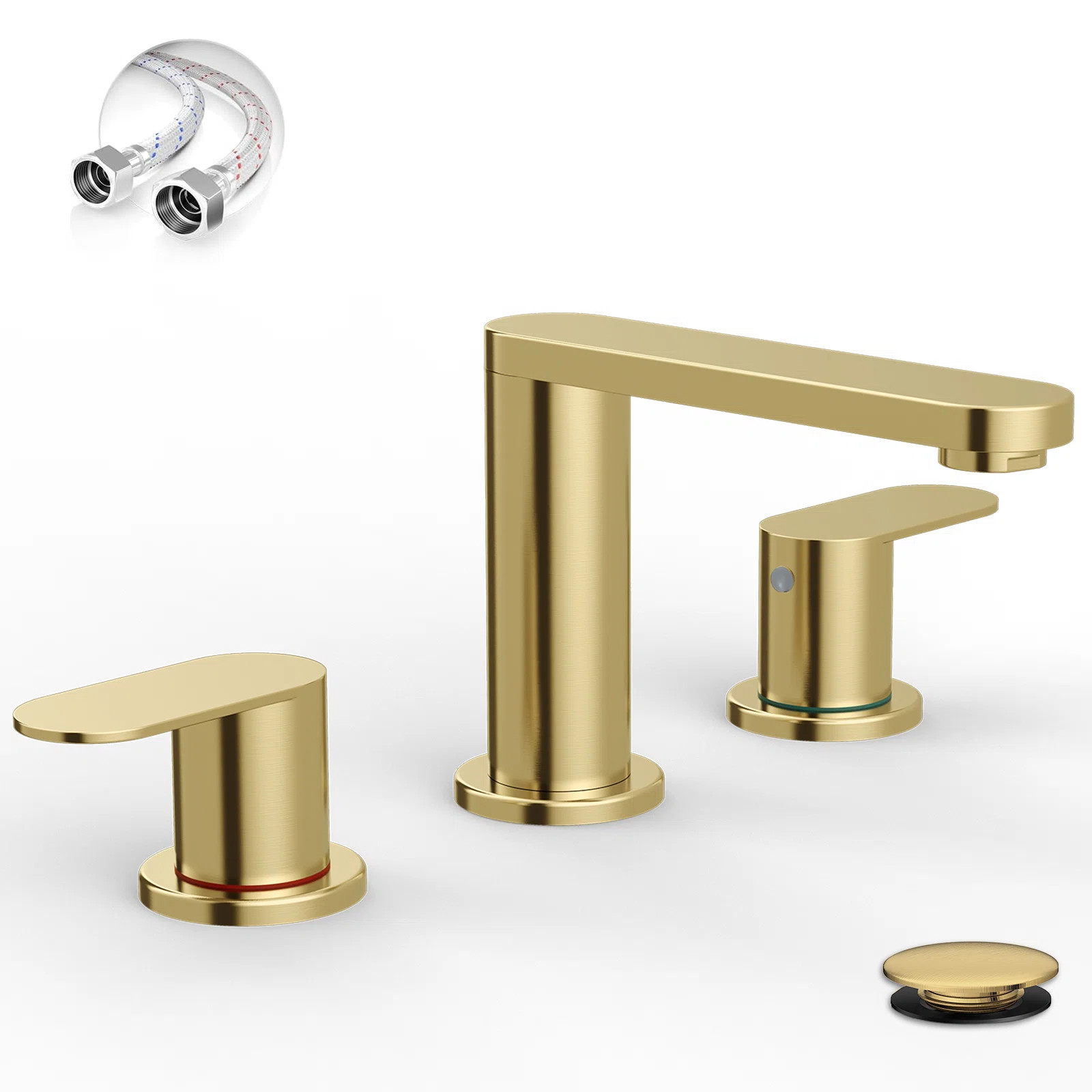 8 In. Waterfall Widespread 2-Handle Bathroom Faucet With Pop-Up Drain Assembly In Brushed Gold A-... | Wayfair North America