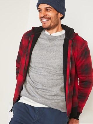 Cozy Sherpa-Lined Patterned Zip Hoodie for Men | Old Navy (CA)