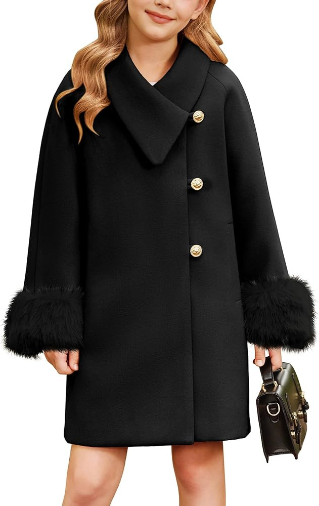 GRACE KARIN Girls Winter Dress Coat Girl Faux Fur Long Sleeve Jacket Kids Long Lined Outerwear wi... | Amazon (US)
