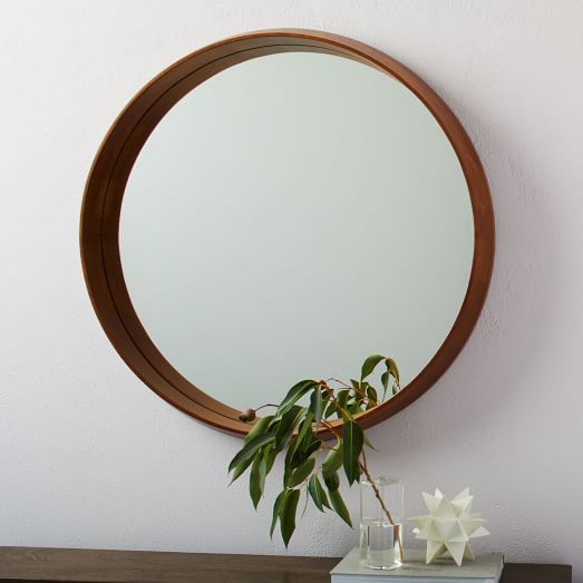 Wood Frame Ledge Round Wall Mirror | West Elm (US)