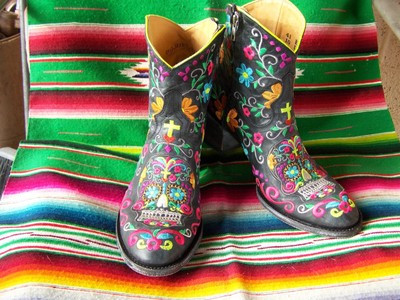 $549~Mexicana By Old Gringo Klak Sugar Skull Leather Neon Western Ankle Boots 10  | eBay | eBay US