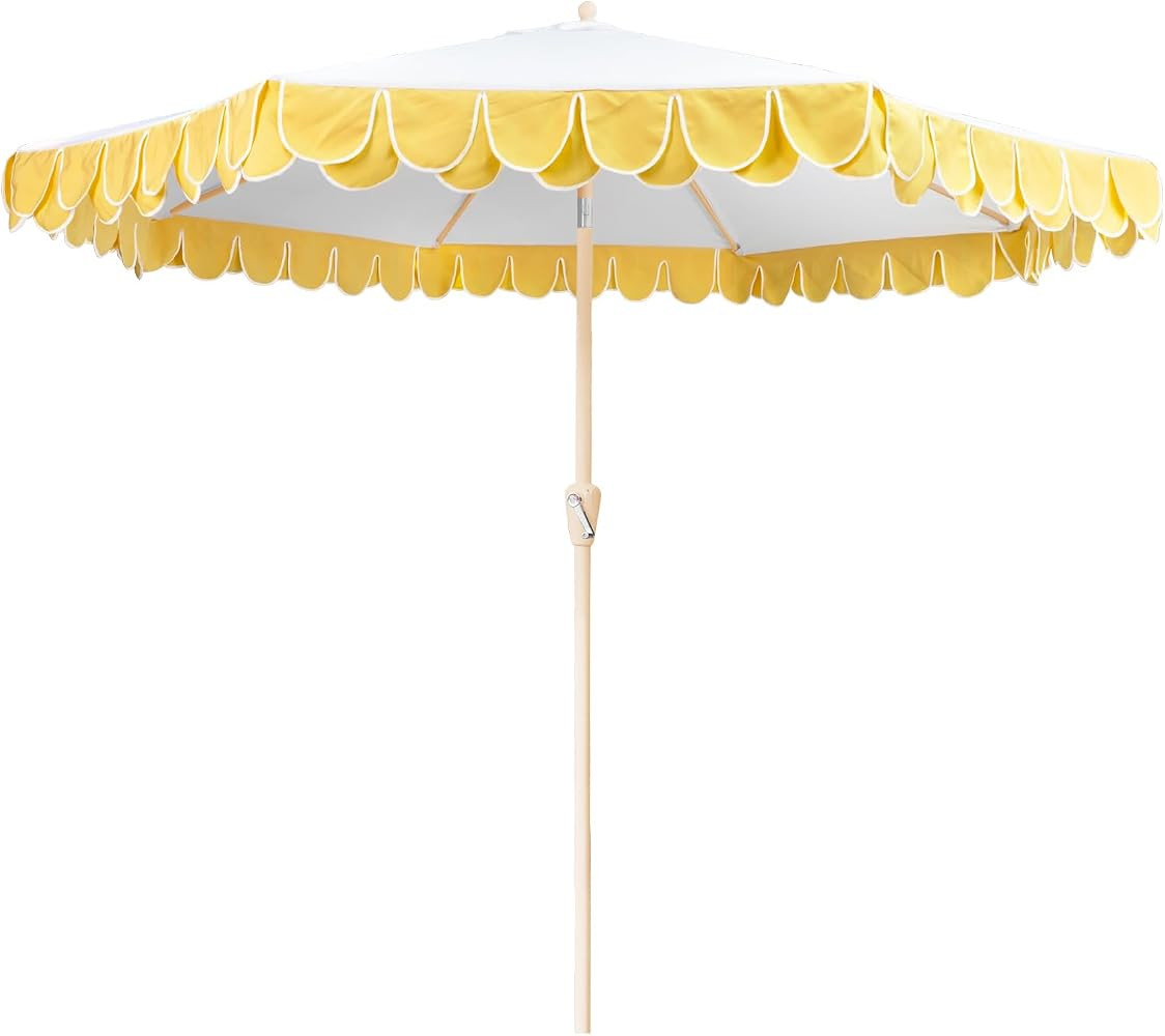 9Ft Elegant Valance Patio Umbrella, Outdoor Umbrellas for Patio with Auto-Tilt and Crank Systerm,... | Amazon (US)